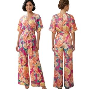 FARM RIO "Eulalie" Floral Print Wide Leg Jumpsuit - Size XS